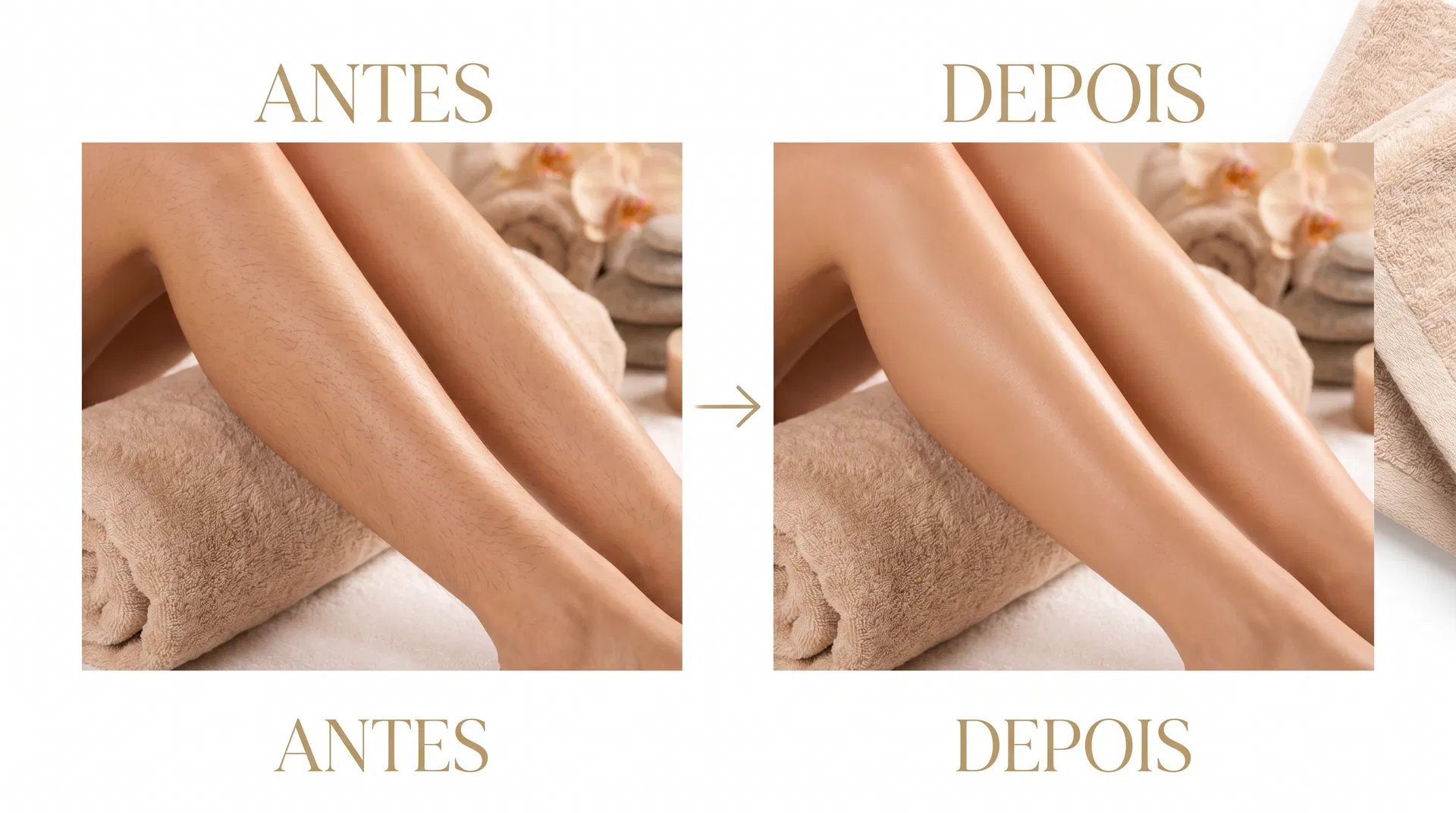 Antes e depois depilação a laser nas pernas